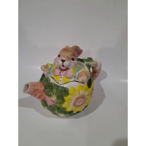 Vintage Easter Ceramic Bunny Teapot, 7 inch